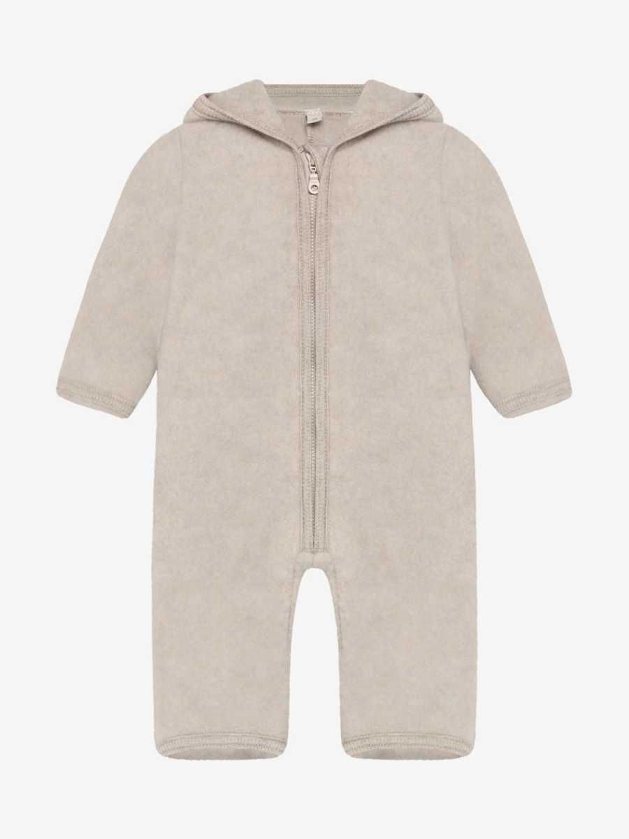 HUTTEliHUT Pram Suit Ears Wool Fleece - Camel Melange