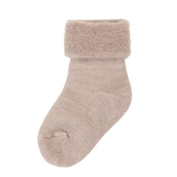 Joha Wool Sock w/fold cuff Terry, Beige