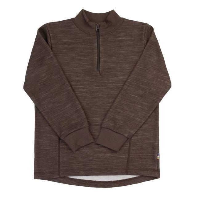 Joha Cardigan w.collar&zip, Mørk Brun