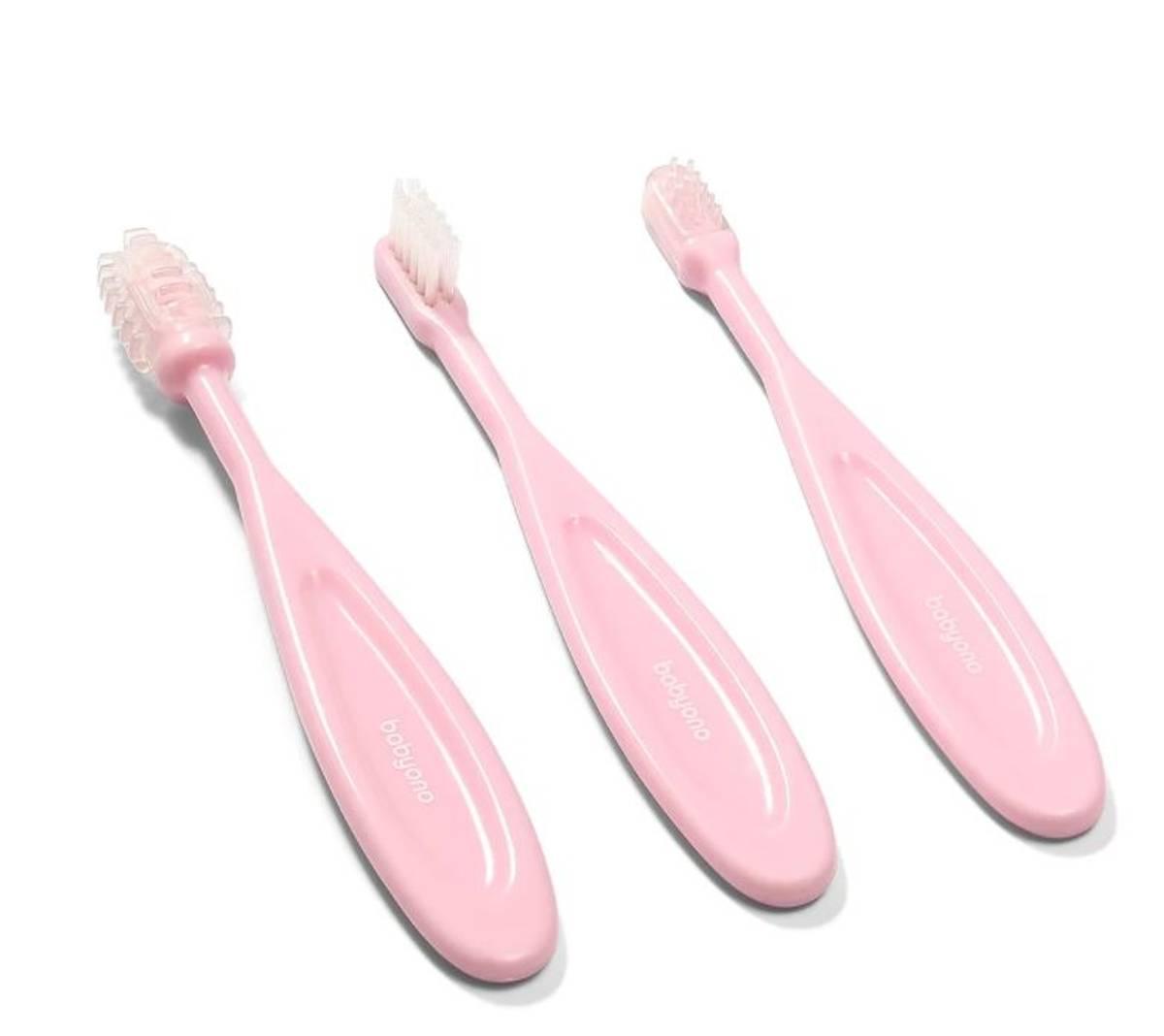 Babyono Tannbørster 3-Pk, Lys Rosa